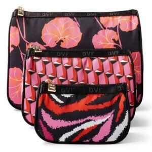 NWT Geranium Leaf/Modern Geo/Disco Zebra 3-Pack Travel Pouches - DVF for Target